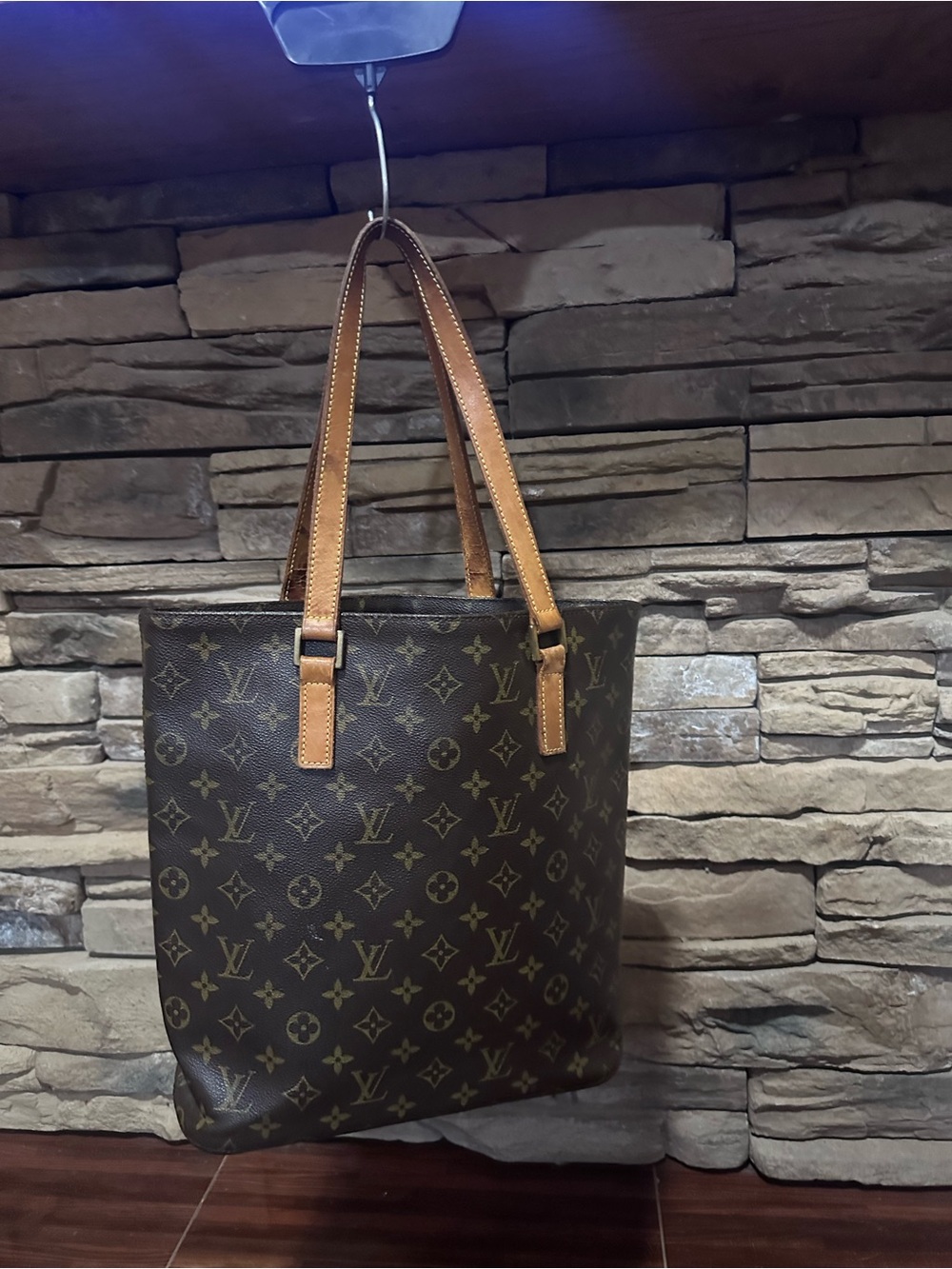 Louis Vuitton Monogram Canvas Shoulder Tote in Brown and Tan Leather